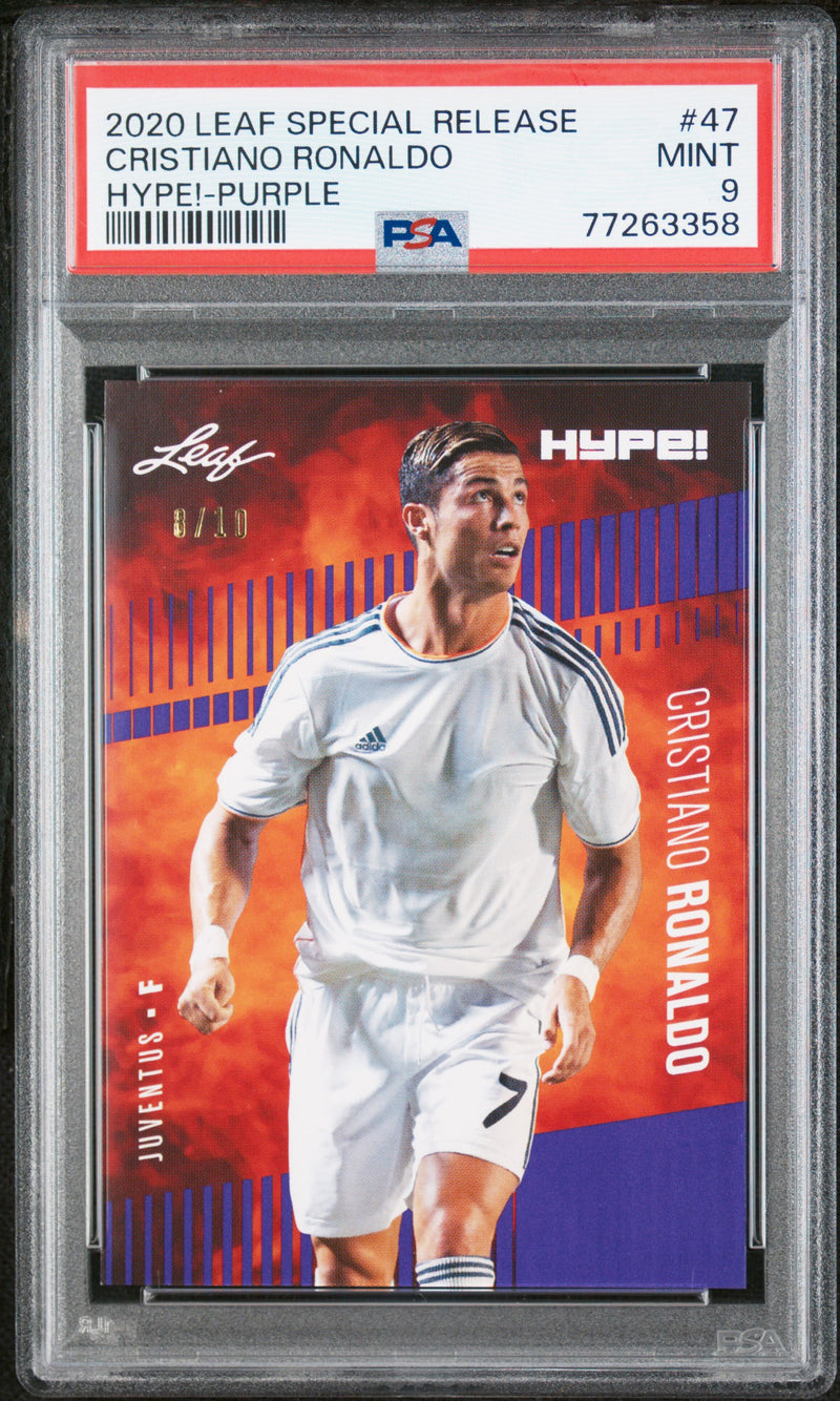 PSA 9 MINT Cristiano Ronaldo 2020 Leaf Hype #47 Rare Trading Card Purple #8/10