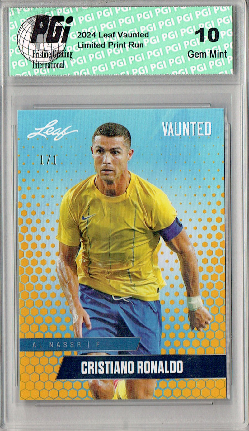 Cristiano Ronaldo 2025 Leaf Vaunted #V-03 Gold Blank Back 1/1 Rookie Card PGI 10