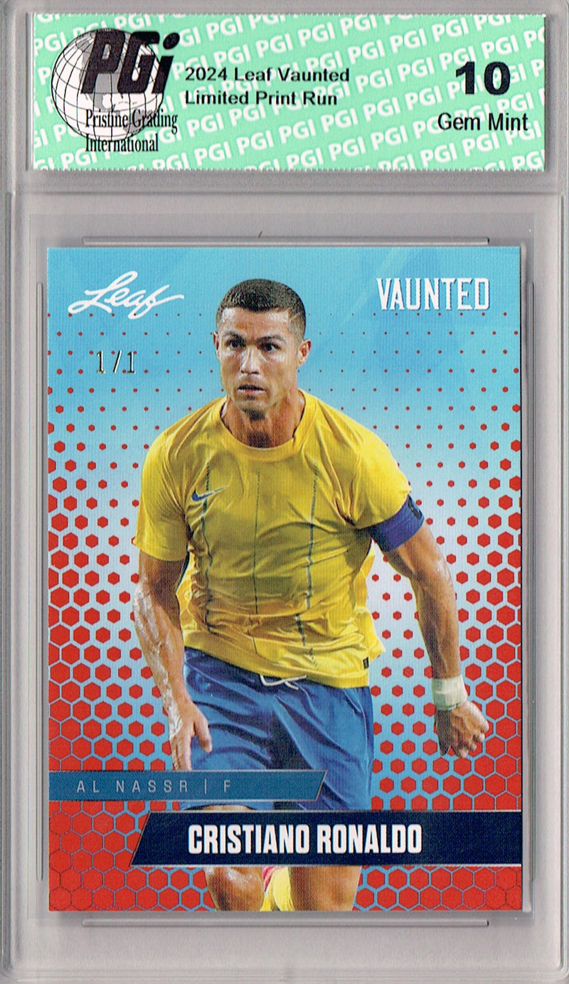Cristiano Ronaldo 2025 Leaf Vaunted #V-03 Orange Blank Back 1/1 Rookie Card PGI 10
