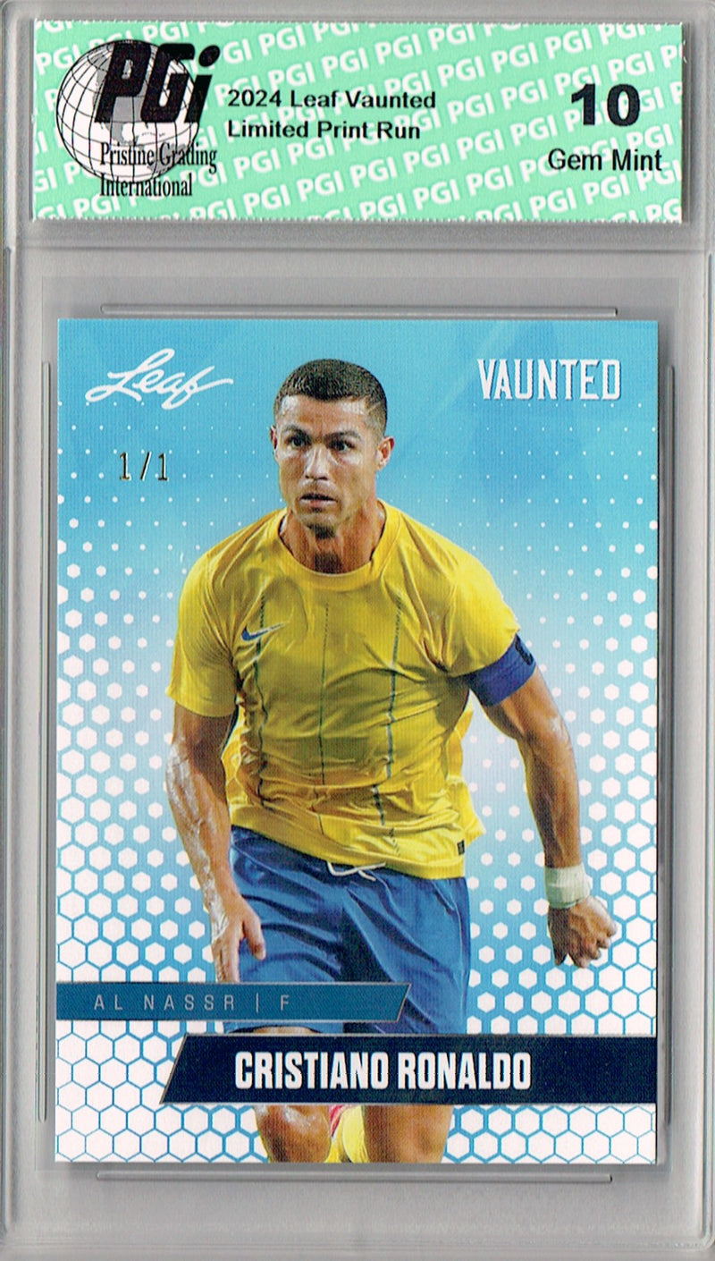 Cristiano Ronaldo 2025 Leaf Vaunted #V-03 White Blank Back 1/1 Rookie Card PGI 10