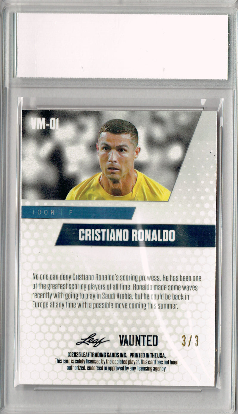 Cristiano Ronaldo 2025 Leaf Vaunted Metal #VM-01 Orange 3 Made Rare Card PGI 10