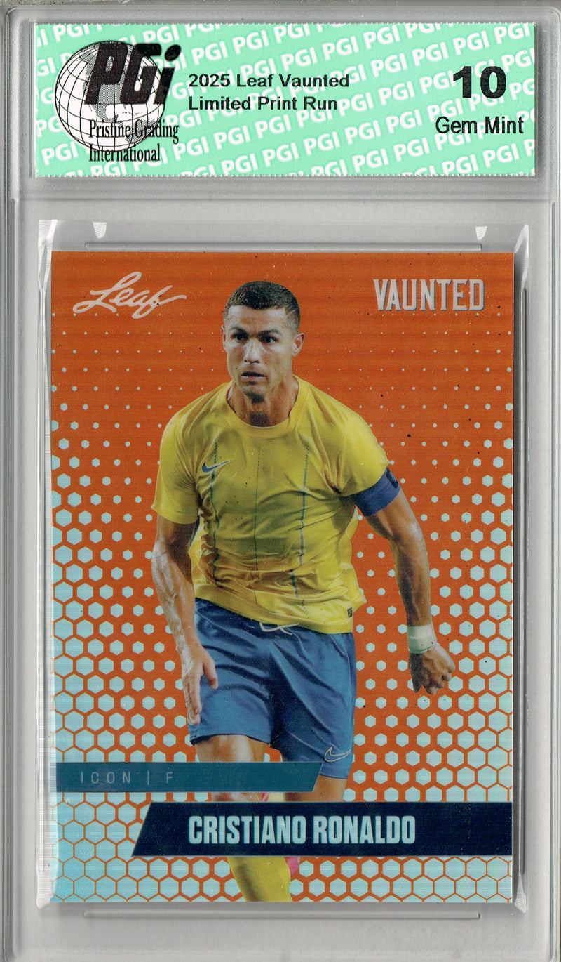 Cristiano Ronaldo 2025 Leaf Vaunted Metal #VM-01 Orange 3 Made Rare Card PGI 10