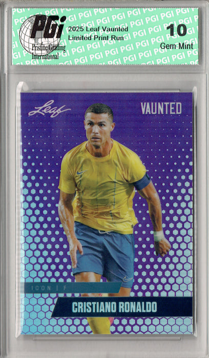 Cristiano Ronaldo 2025 Leaf Vaunted Metal #VM-01 Purple 15 Made Rare Card PGI 10