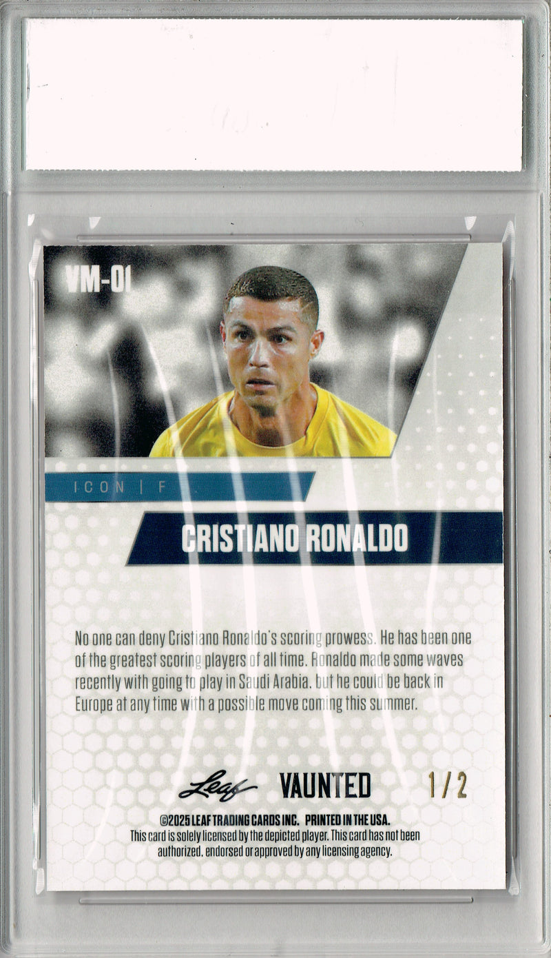 Cristiano Ronaldo 2025 Leaf Vaunted Metal #VM-01 Red #1 of 2 Made Rare Card PGI 10