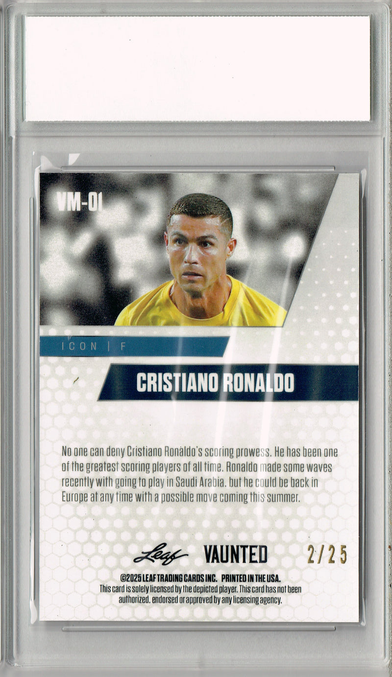 Cristiano Ronaldo 2025 Leaf Vaunted Metal #VM-01 Silver 25 Made Rare Card PGI 10