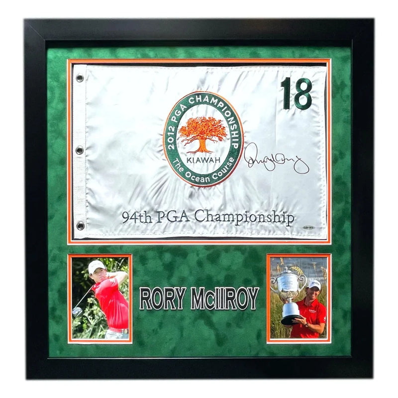 Rory Mcilroy Signed 2012 PGA Golf Championship Pin Flag Framed UDA COA Autograph