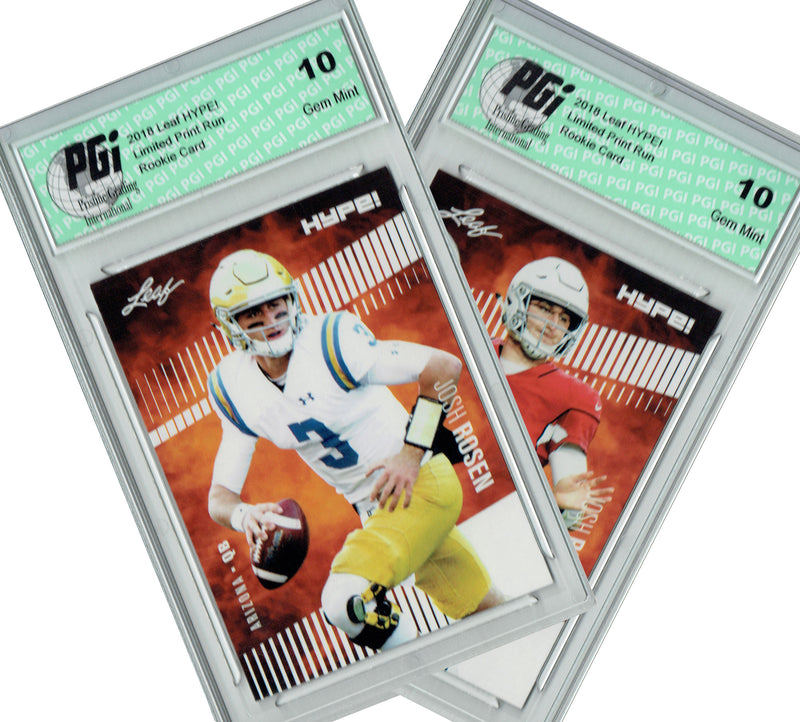 Josh Rosen Rookie Card Arizona PGI 10 Gem Mint Football Trading Card 2018 Leaf HYPE! #6 2 Card Lot