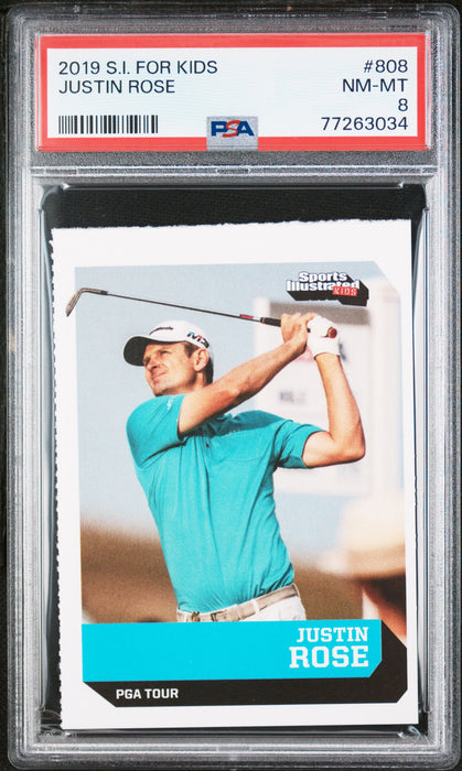 PSA 8 NM-MT Justin Rose 2019 S.I. For Kids #808 Rookie Card