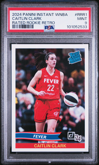 PSA 9 Caitlin Clark 2024 Panini Instant #RRR1 Retro Rated Rookie Card