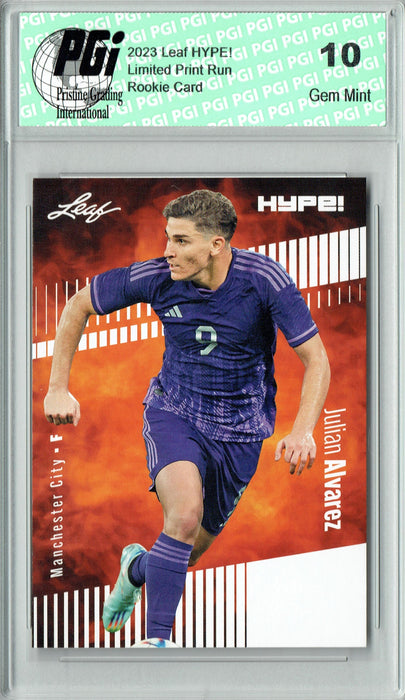 Julian Alvarez 2023 Leaf HYPE! #129 Only 5000 Made! Man City Rookie Card PGI 10