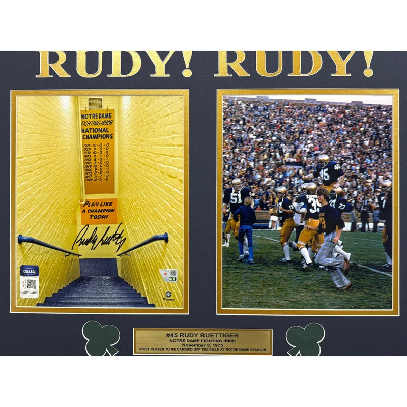 Rudy Ruettiger Autographed Notre Dame 8x10 Photo Framed Signed Fanatics COA Movie