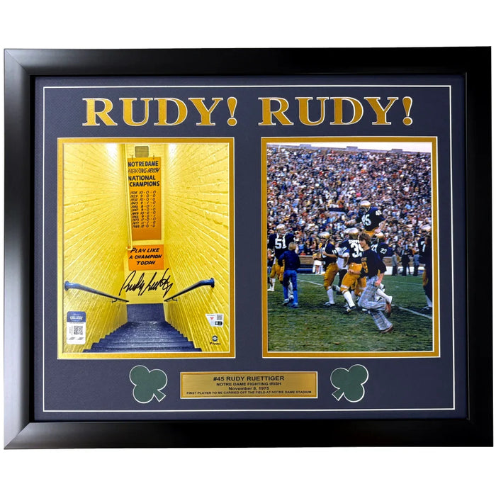 Rudy Ruettiger Autographed Notre Dame 8x10 Photo Framed Signed Fanatics COA Movie
