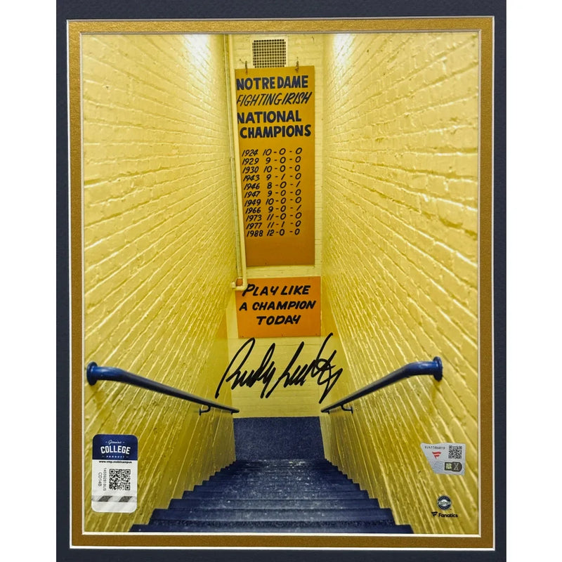 Rudy Ruettiger Autographed Notre Dame 8x10 Photo Framed Signed Fanatics COA Movie
