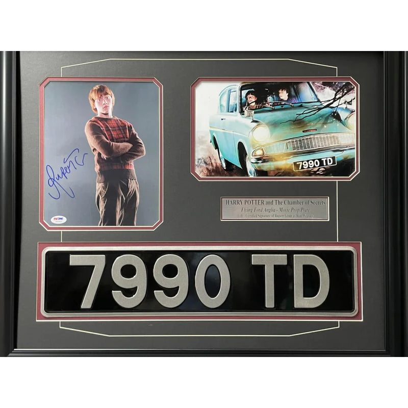 Rupert Grint Signed Harry Potter Flying Movie Car License Plate 8x10 Photo Framed Collage PSA Ron