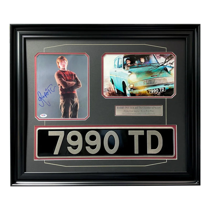 Rupert Grint Signed Harry Potter Flying Movie Car License Plate 8x10 Photo Framed Collage PSA Ron