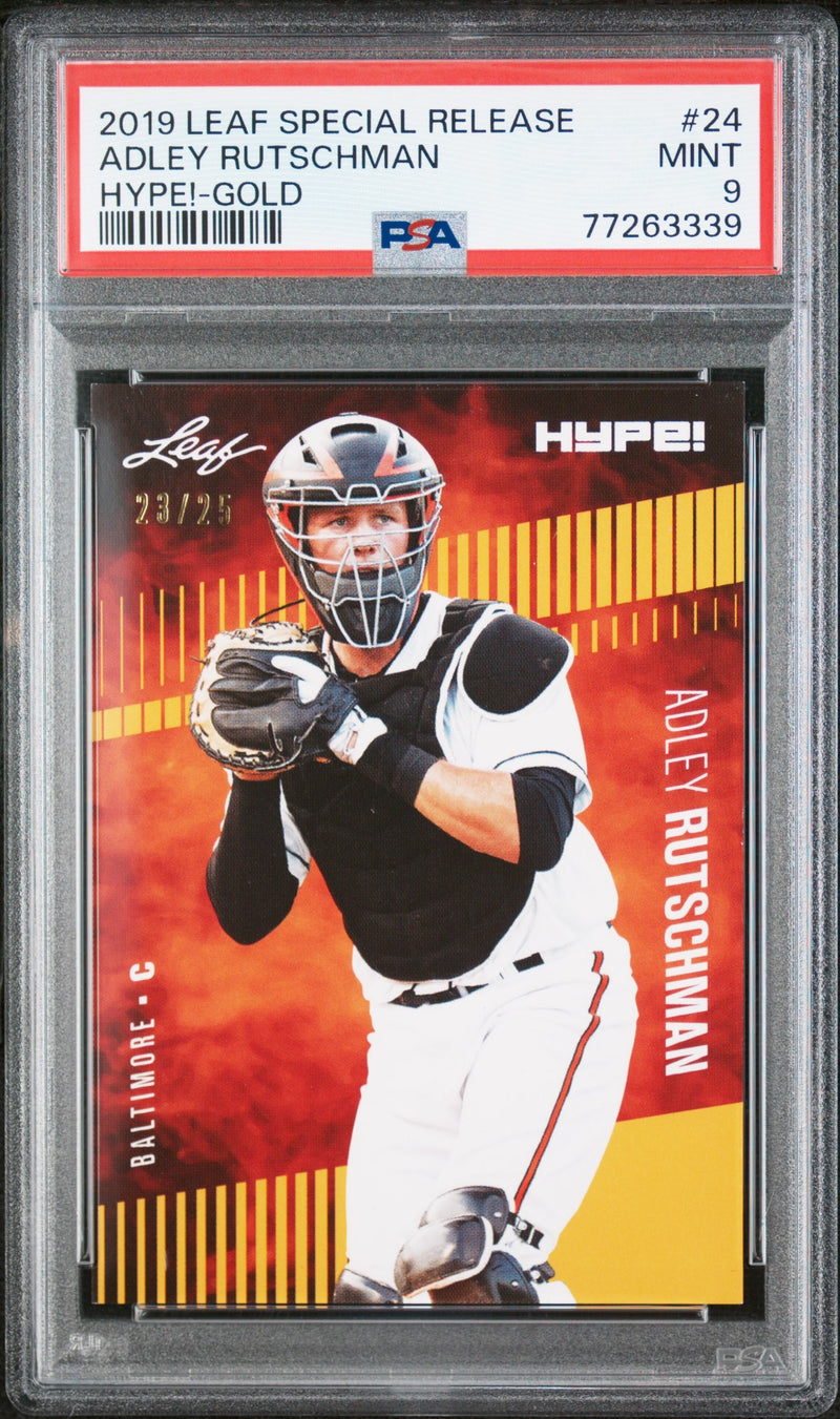 PSA 9 MINT Adley Rutschman 2019 Leaf Hype #24 Rookie Card Gold #23/25