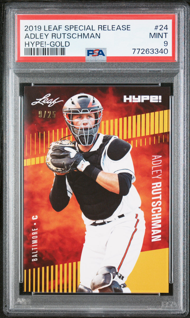 PSA 9 MINT Adley Rutschman 2019 Leaf Hype #24 Rookie Card Gold #9/25