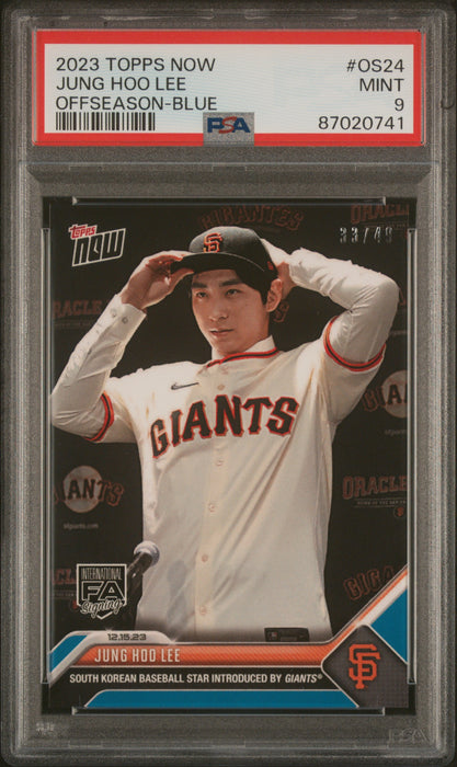 PSA 9 Jung Hoo Lee 2023 Topps Now #OS24 Blue SP #33 of 49 Rookie Card
