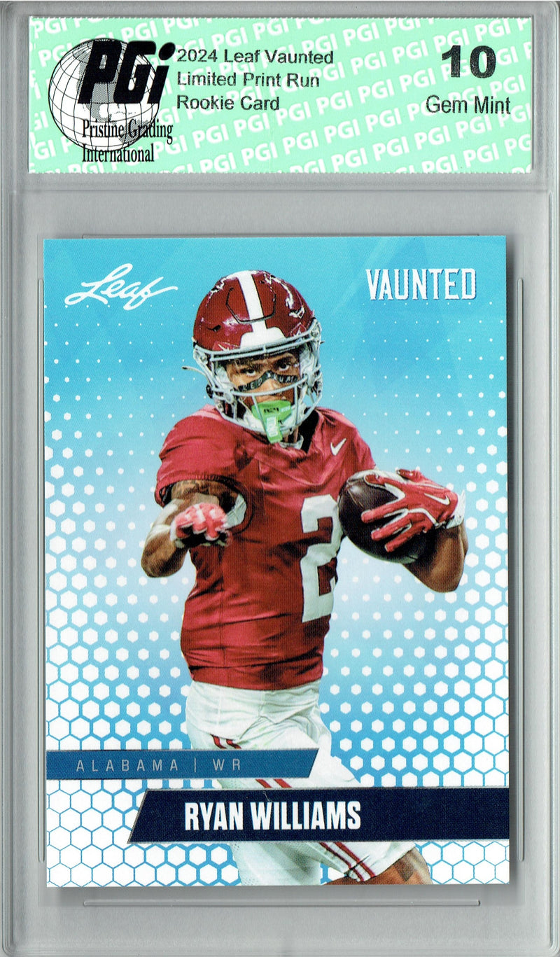 Ryan Williams Rookie Card Alabama PGI 10 Gem Mint Football Trading Card 2024 Leaf Vaunted #V-15 Debut Collection