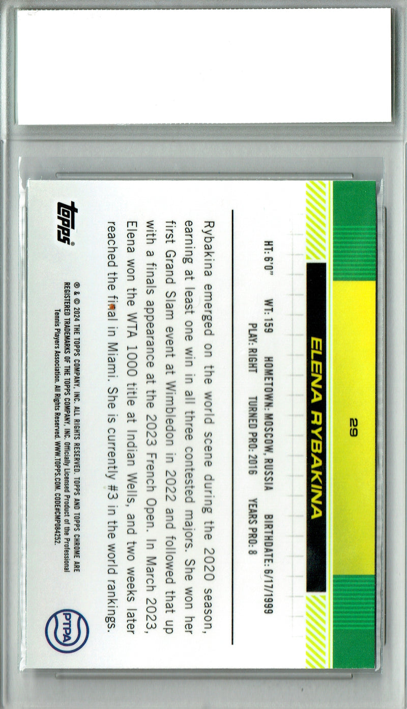 Elena Rybakina Rookie Card 2024 Topps Chrome #29, PGI 10, Russia Tennis