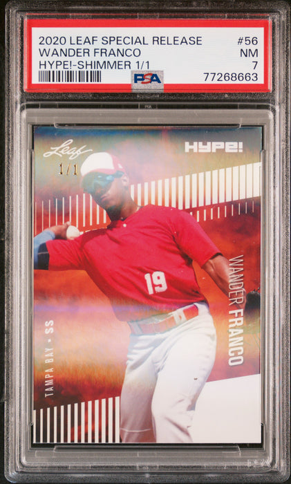 Wander Franco 2020 Leaf HYPE! #56 Rookie Card White Shimmer 1/1 PSA NM 7