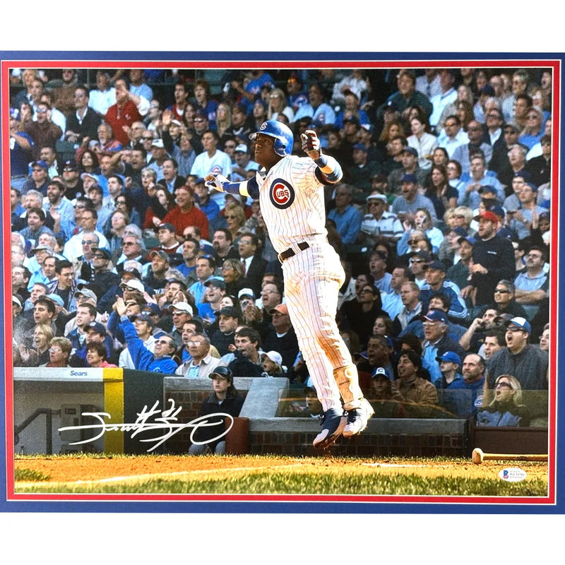 Sammy Sosa Autographed Chicago Cubs 16x20 Photo Framed Signed Beckett COA
