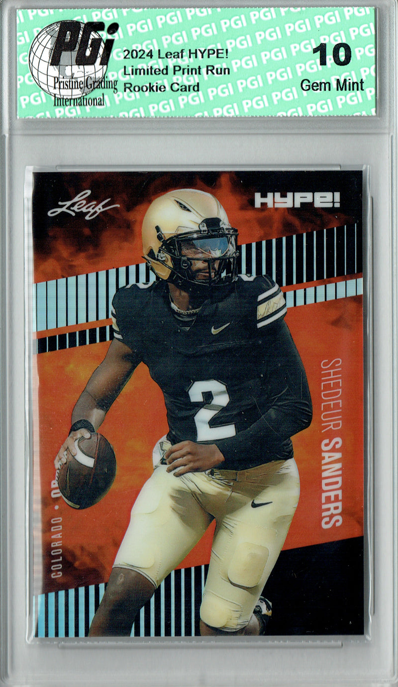 Shedeur Sanders Rookie Card Cleveland Football Trading Card 2024 Leaf HYPE! Metal #HM-16 Black Only 7 Made PGI 10