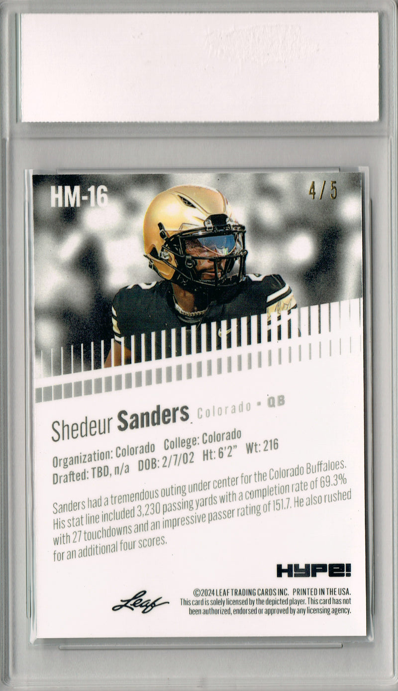 Shedeur Sanders Rookie Card Cleveland Football Trading Card 2024 Leaf HYPE! Metal #HM-16 Green Only 5 Made PGI 10