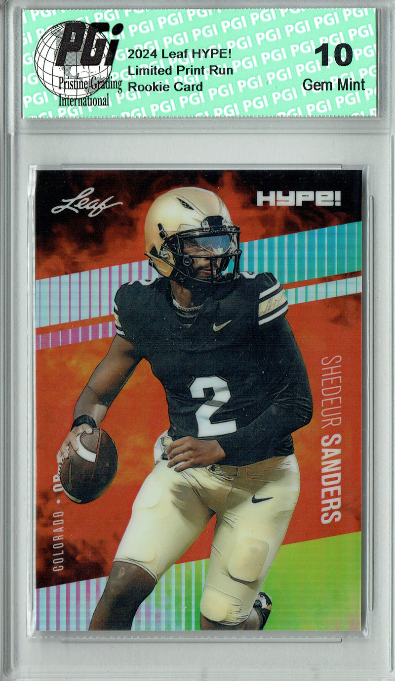 Shedeur Sanders Rookie Card 2024 Leaf HYPE! #HM-16 Metal 1/1 Neon, PGI 10, Cleveland Browns Football