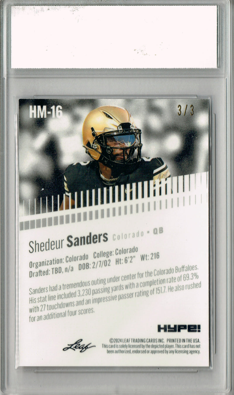 Shedeur Sanders Rookie Card Cleveland Football Trading Card 2024 Leaf HYPE! Metal #HM-16 Orange Only 3 Made PGI 10