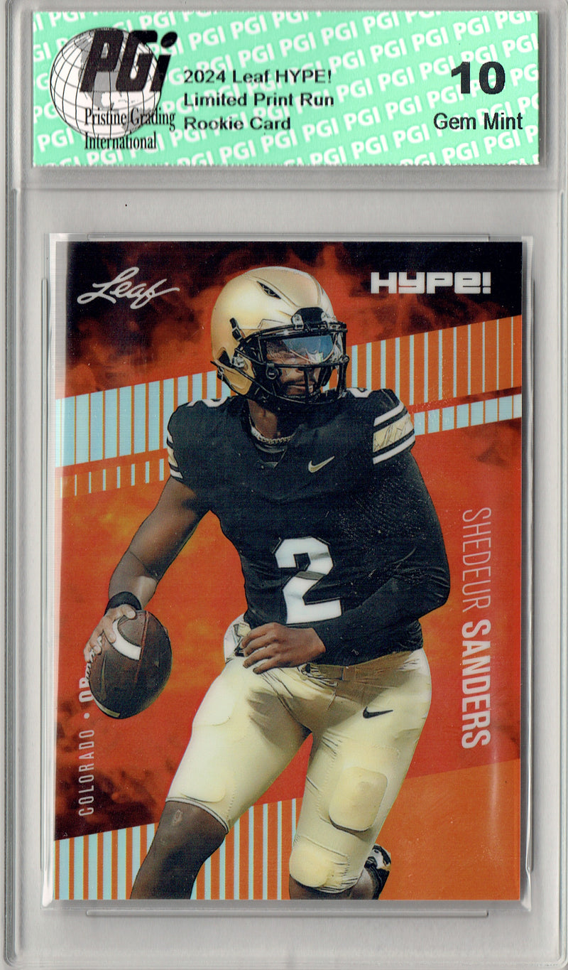 Shedeur Sanders Rookie Card Cleveland Football Trading Card 2024 Leaf HYPE! Metal #HM-16 Orange Only 3 Made PGI 10
