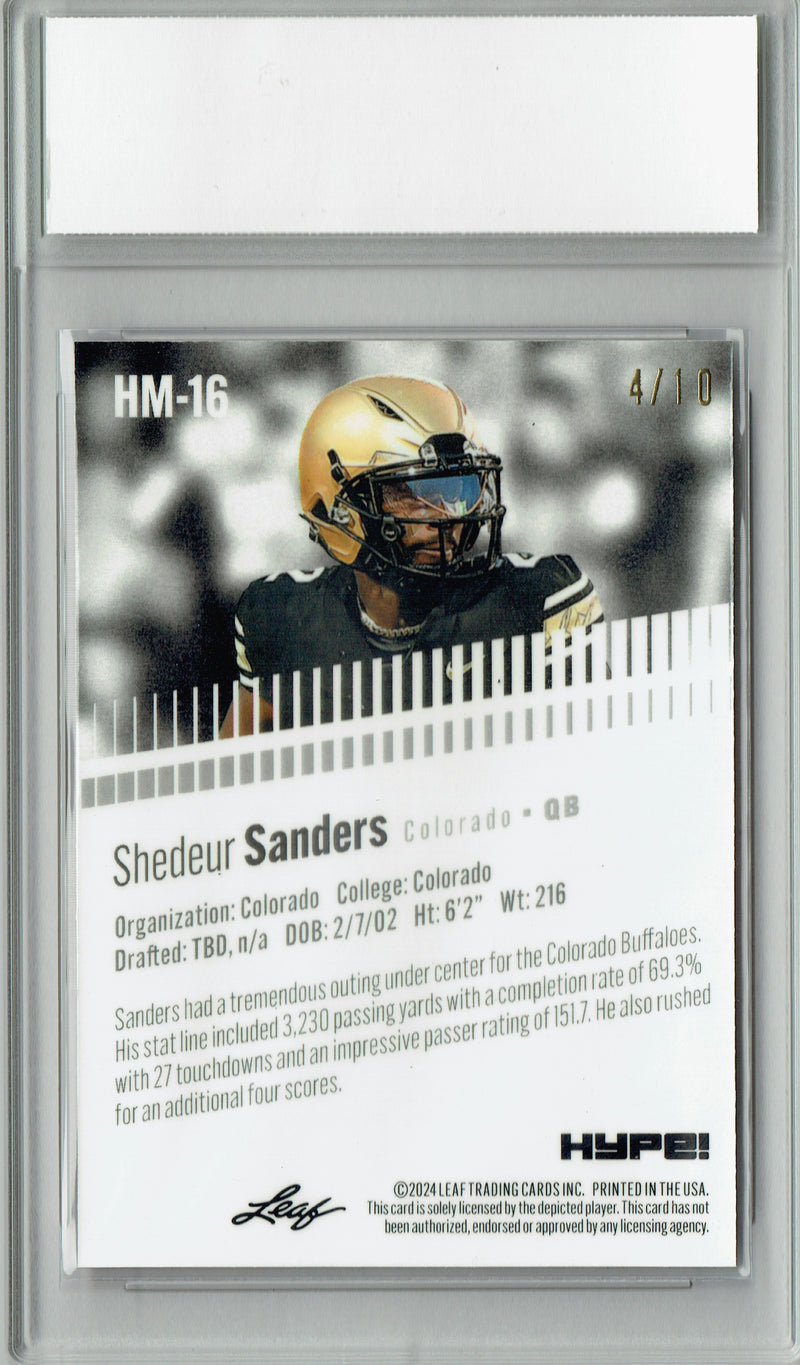 Shedeur Sanders Rookie Card Cleveland Football Trading Card 2024 Leaf HYPE! Metal #HM-16 Pink Only 10 Made PGI 10
