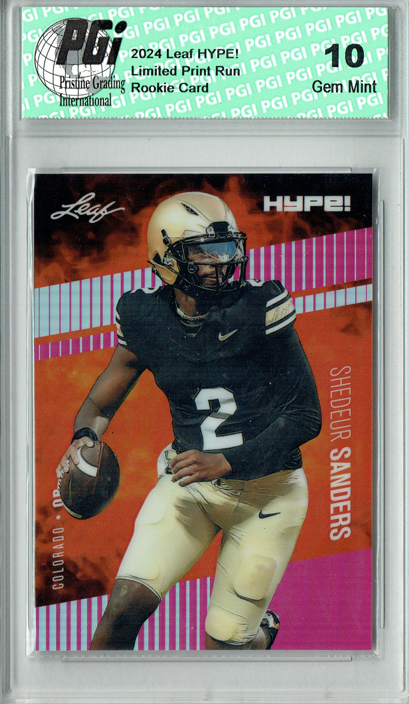 Shedeur Sanders Rookie Card Cleveland Football Trading Card 2024 Leaf HYPE! Metal #HM-16 Pink Only 10 Made PGI 10