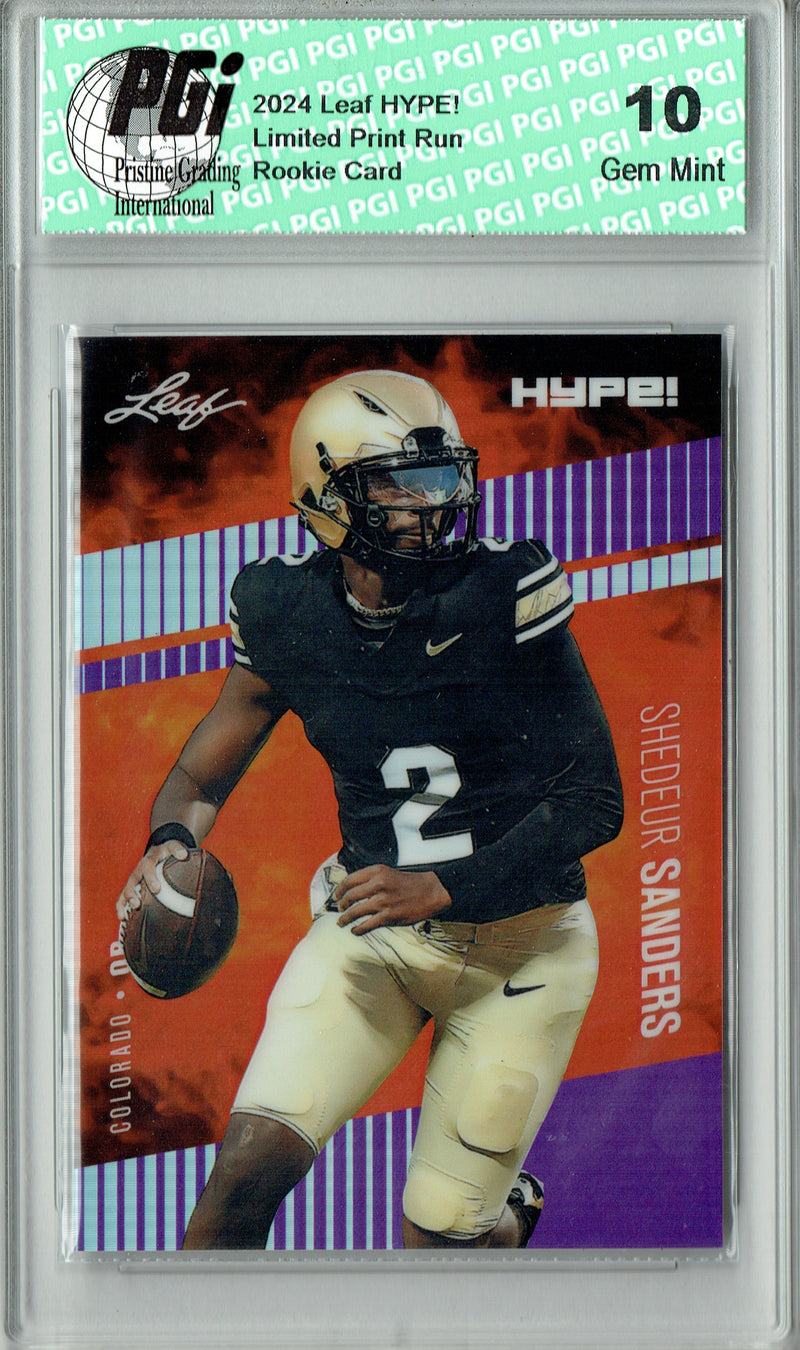 Shedeur Sanders Rookie Card Cleveland Football Trading Card 2024 Leaf HYPE! Metal #HM-16 Purple Only 15 Made PGI 10