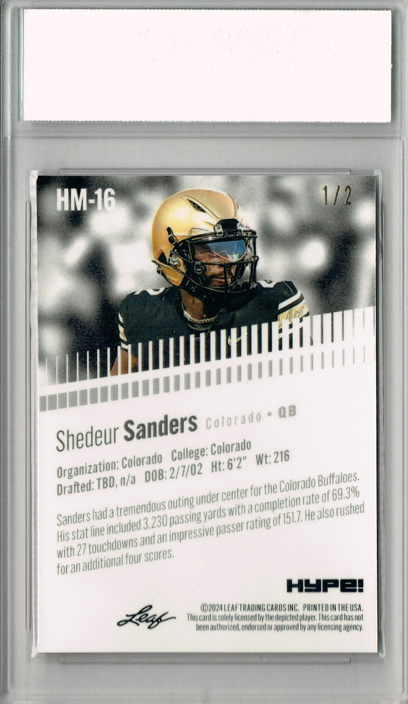 Shedeur Sanders Rookie Card Cleveland Football Trading Card 2024 Leaf HYPE! Metal #HM-16 Red Only 2 Made PGI 10