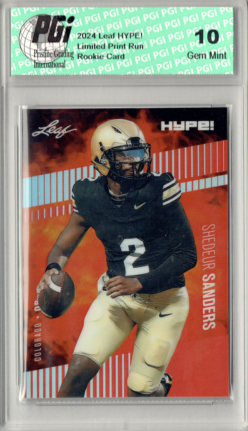 Shedeur Sanders Rookie Card Cleveland Football Trading Card 2024 Leaf HYPE! Metal #HM-16 Red Only 2 Made PGI 10