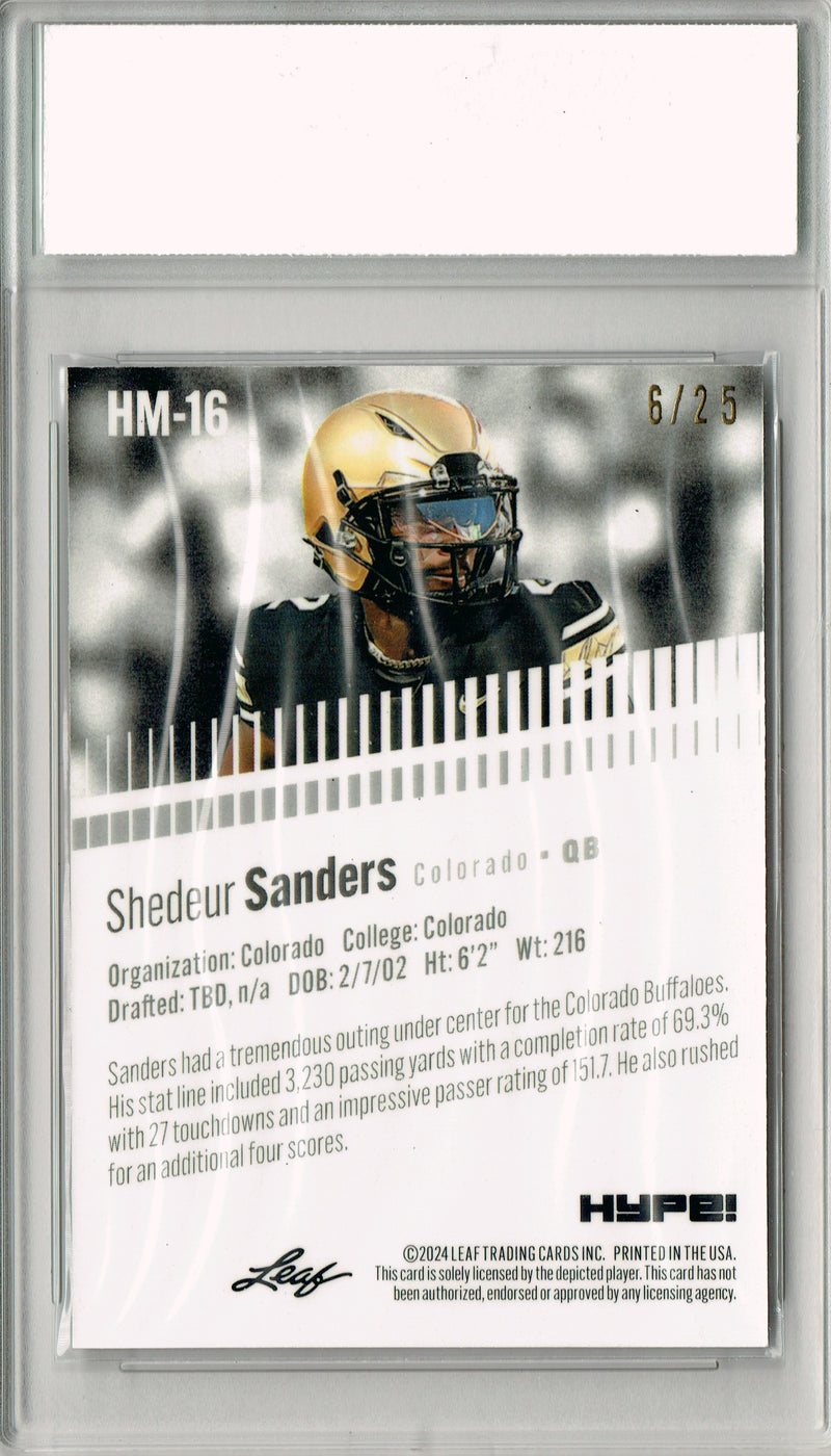 Shedeur Sanders Rookie Card Cleveland Football Trading Card 2024 Leaf HYPE! Metal #HM-16 Silver Only 25 Made PGI 10