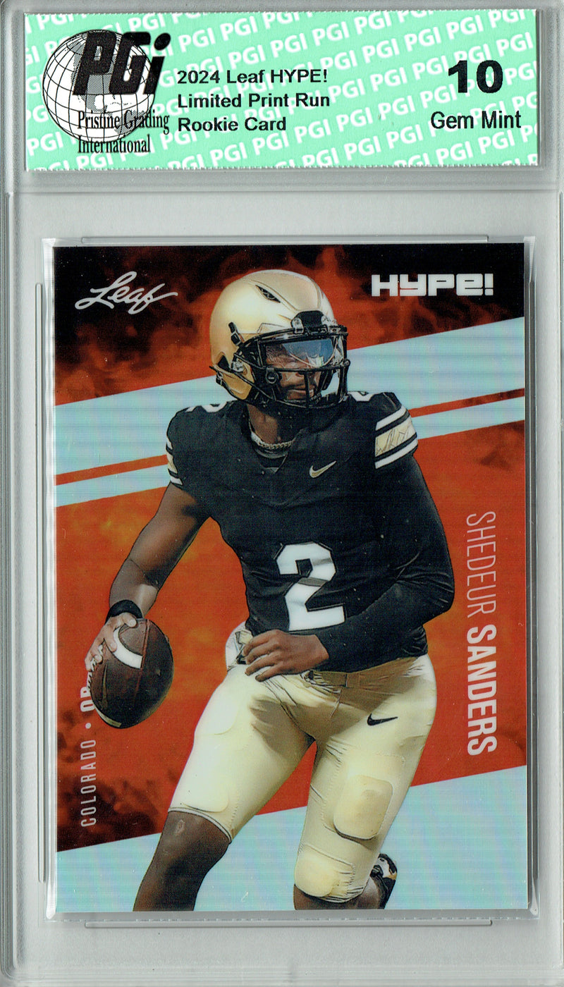 Shedeur Sanders Rookie Card Cleveland Football Trading Card 2024 Leaf HYPE! Metal #HM-16 Silver Only 25 Made PGI 10