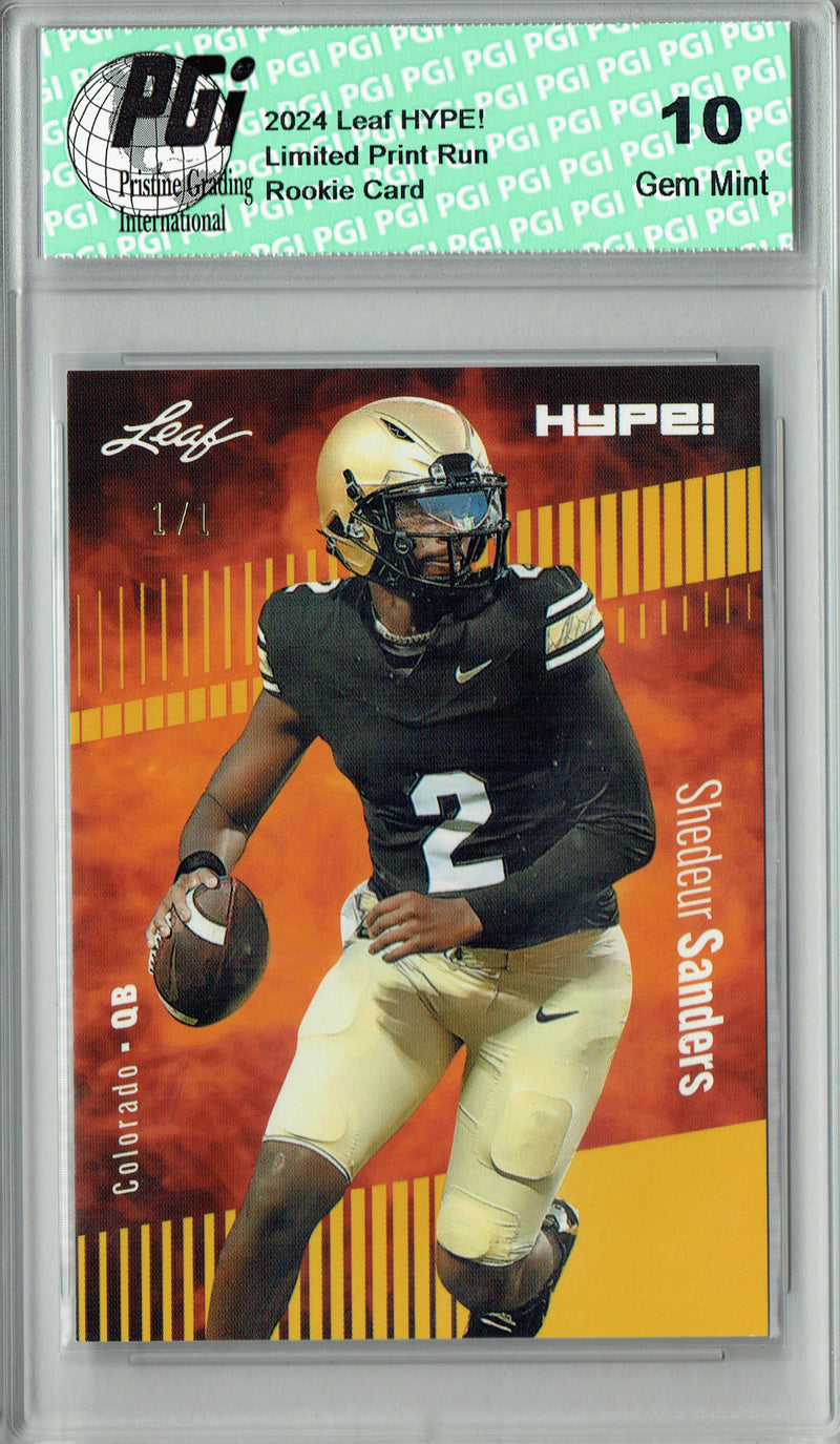 Shedeur Sanders 2024 Leaf HYPE! #170 Gold Blank Back 1/1 Rookie Card PGI 10
