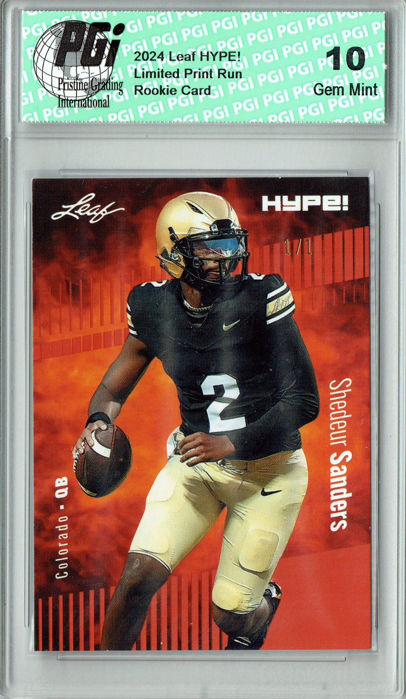 Shedeur Sanders Rookie Card Cleveland PGI 10 Gem Mint Football Trading Card 2024 Leaf HYPE! #170 Masterpiece 1 of 1