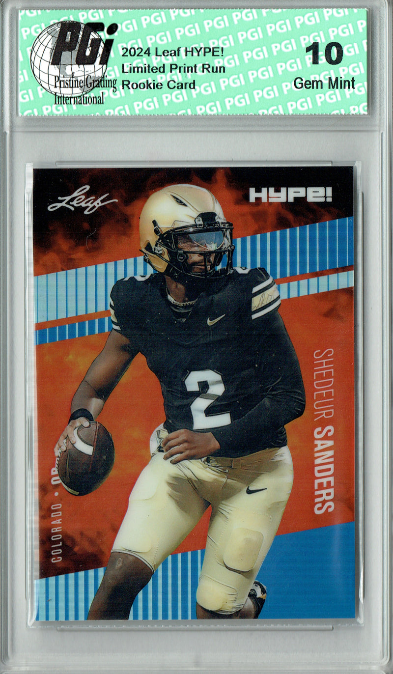 Shedeur Sanders Rookie Card Cleveland Football Trading Card 2024 Leaf HYPE! Metal #HM-16 Blue Only 20 Made PGI 10