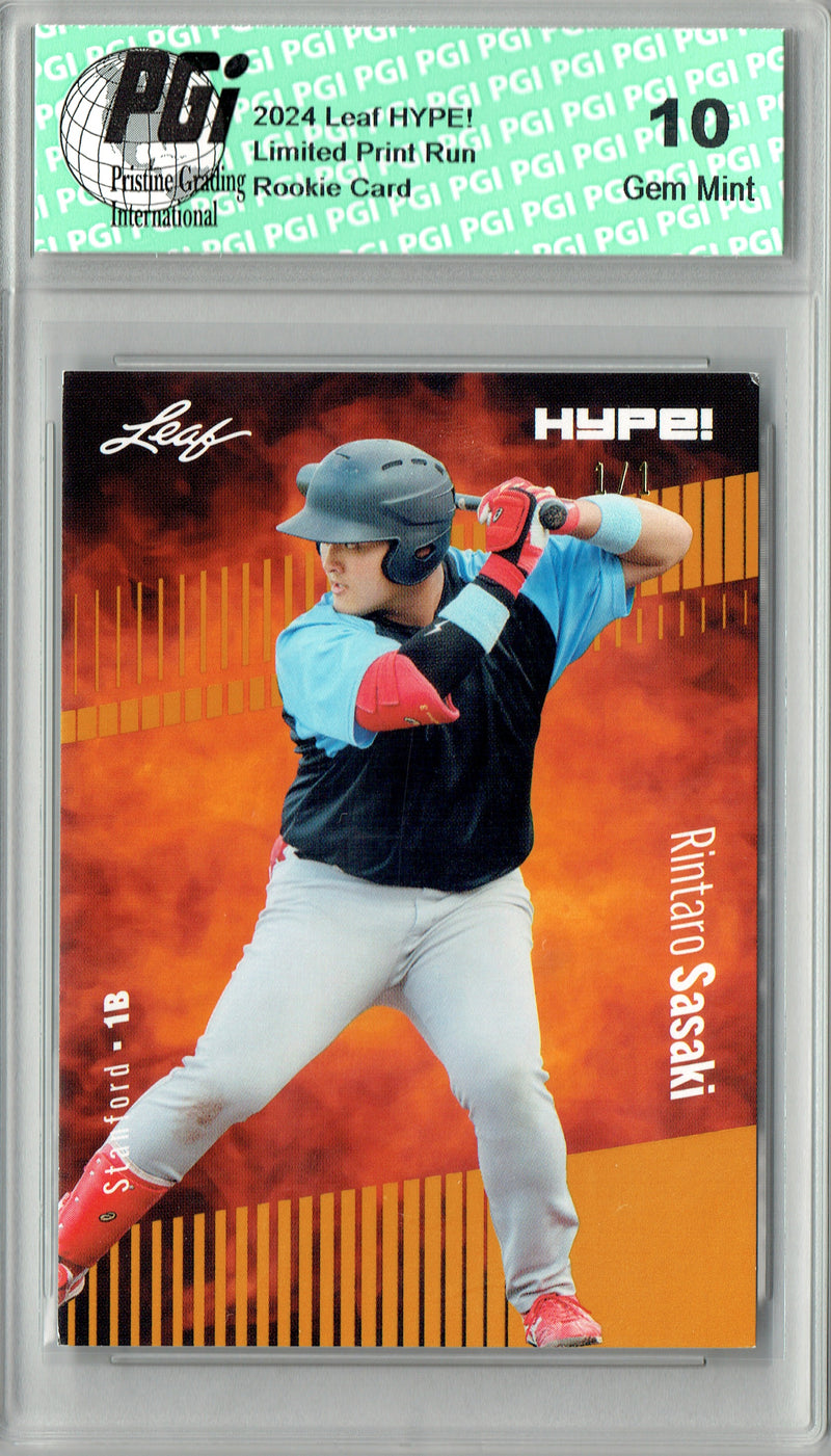 Rintaro Sasaki 2024 Leaf HYPE! #154 Gold Blank Back 1/1 Rookie Card PGI 10