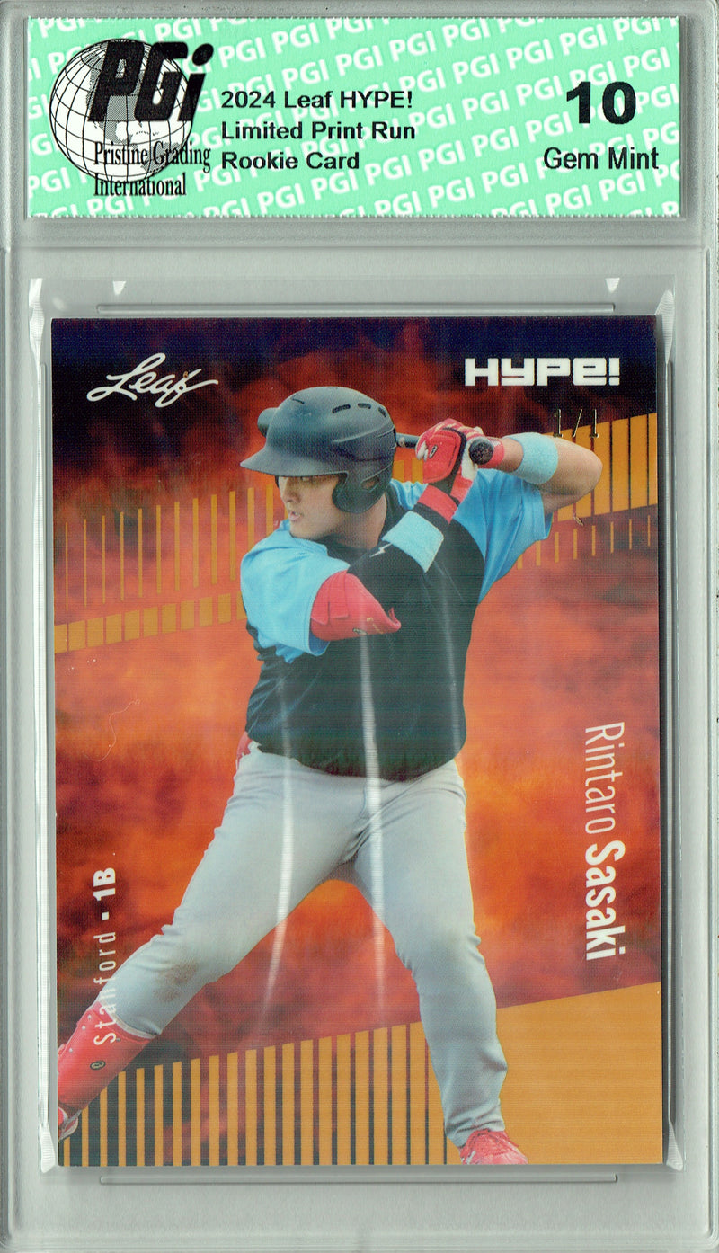Rintaro Sasaki 2024 Leaf HYPE! #154 Gold Shimmer 1/1 Rookie Card PGI 10