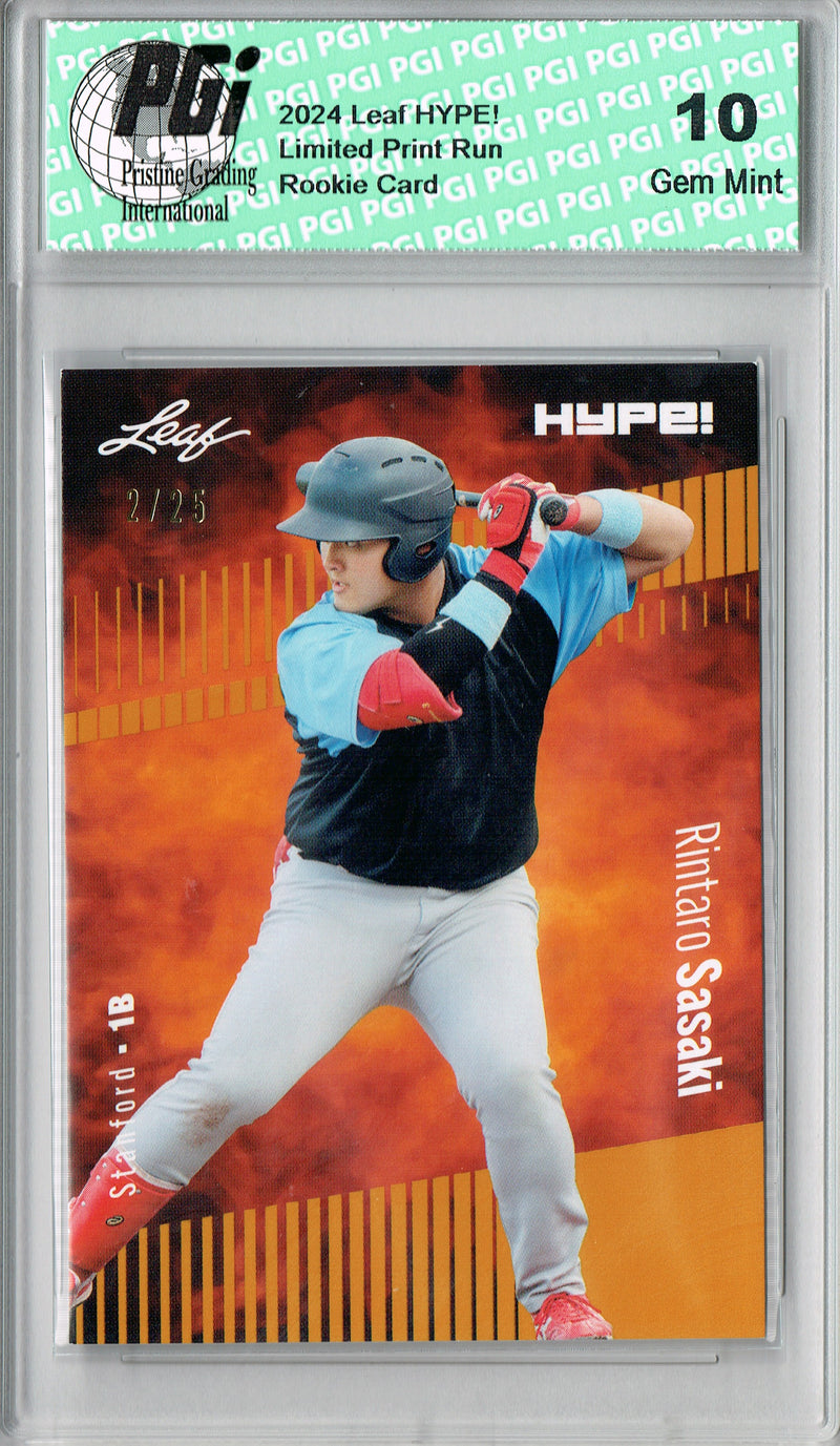 Rintaro Sasaki 2024 Leaf HYPE! #154 Gold SP 25 Made Rookie Card PGI 10