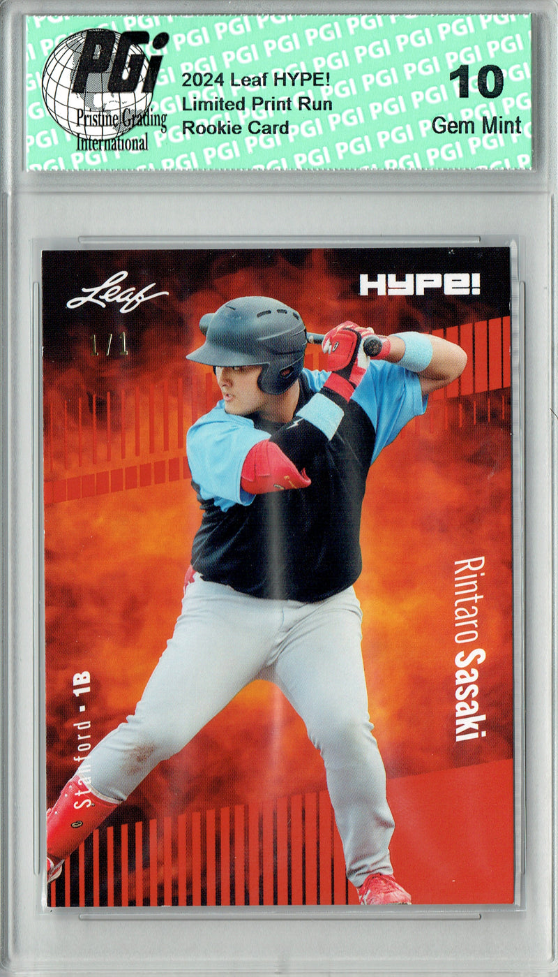 Rintaro Sasaki 2024 Leaf HYPE! #154 Masterpiece 1 of 1 Rookie Card PGI 10