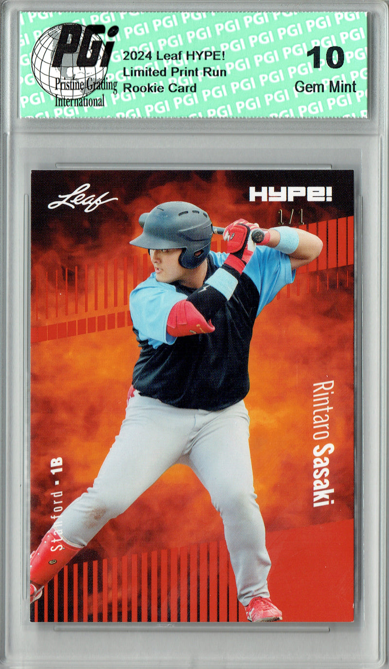 Rintaro Sasaki 2024 Leaf HYPE! #154 Orange Blank Back 1/1 Rookie Card PGI 10