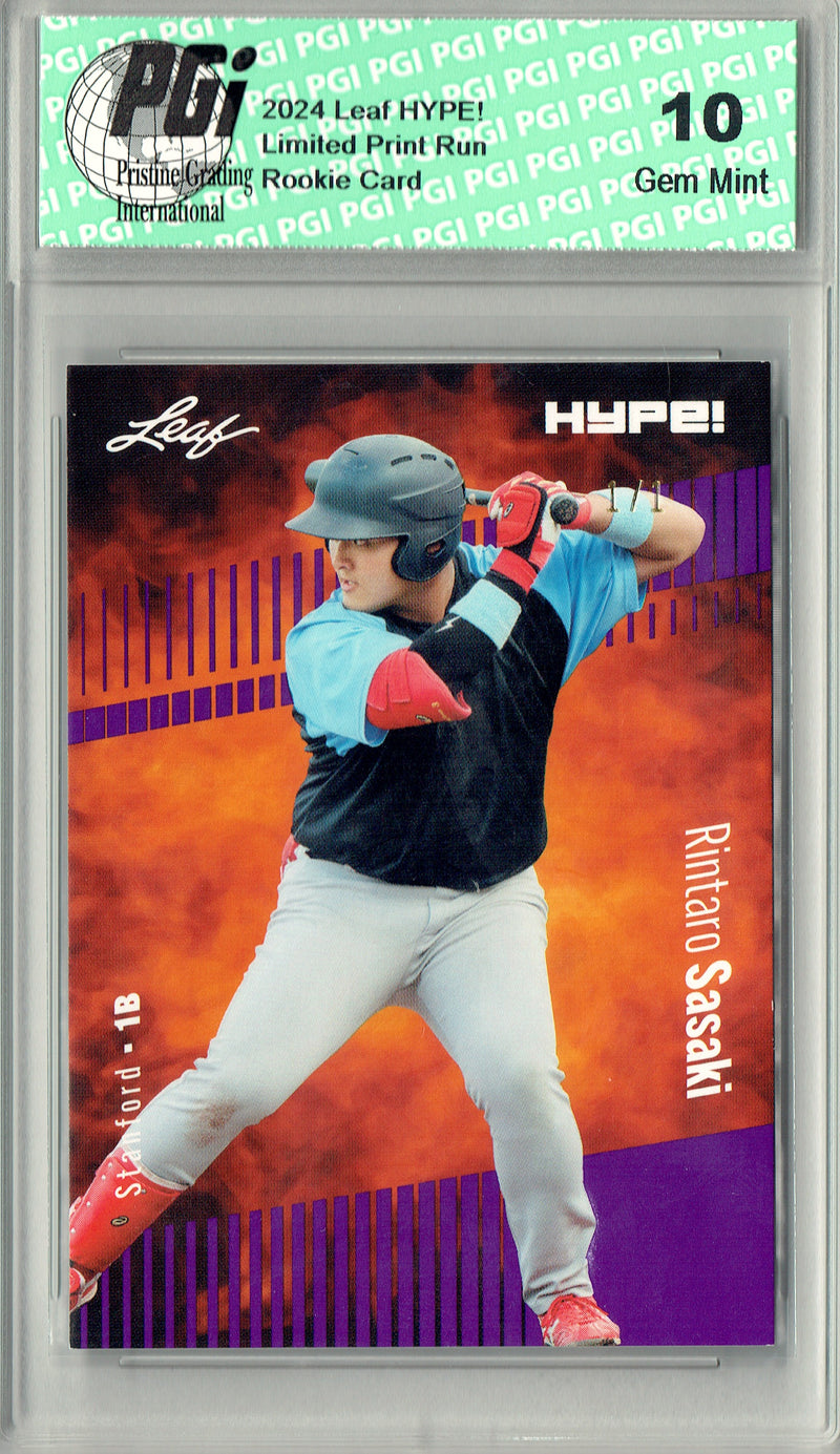 Rintaro Sasaki 2024 Leaf HYPE! #154 Purple Blank Back 1/1 Rookie Card PGI 10