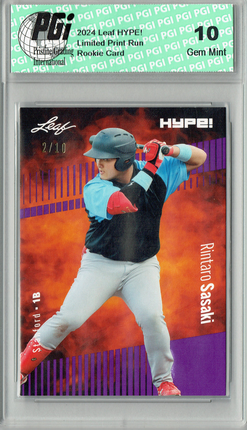 Rintaro Sasaki 2024 Leaf HYPE! #154 Purple SP 10 Made Rookie Card PGI 10