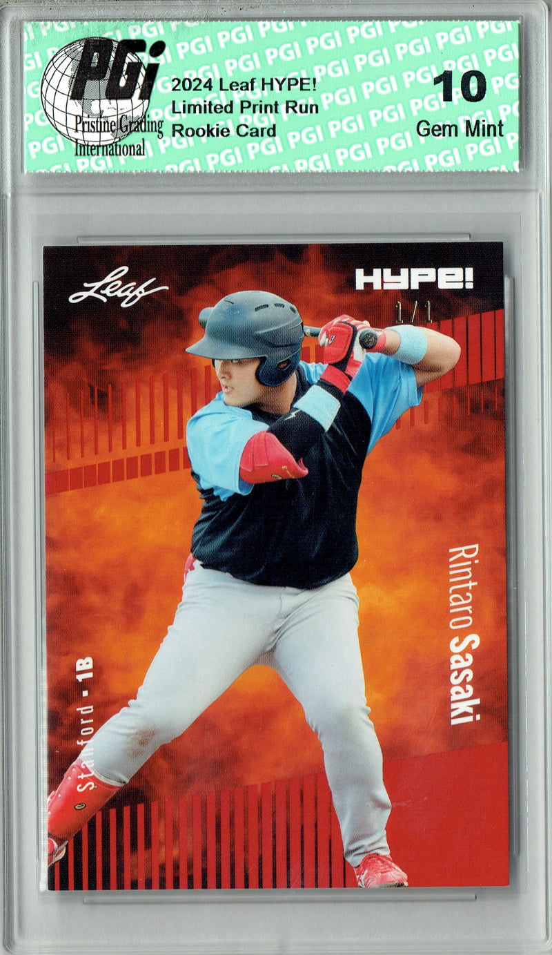 Rintaro Sasaki 2024 Leaf HYPE! #154 Red Blank Back 1/1 Rookie Card PGI 10