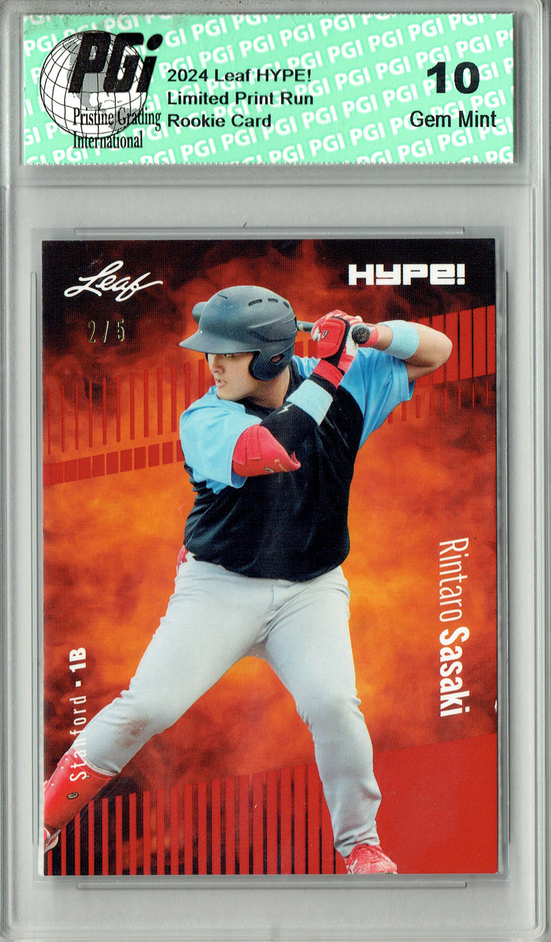 Rintaro Sasaki 2024 Leaf HYPE! #154 Red SP 5 Made Rookie Card PGI 10
